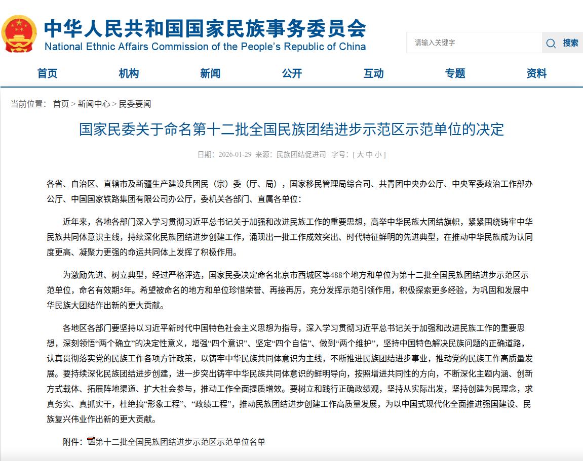 喜报！新疆天龙矿业股份有限公司获评“全国民族团结进步示范单位”